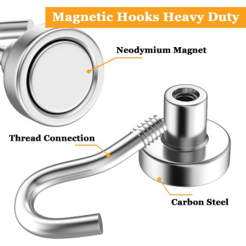 Mi N Ci 20 Pack Magnetic Hooks 35 Lb Strong Magnetic Hooks Rare Earth Neodymium Magnets With Hooks For Hanging Heavy Duty Hoo