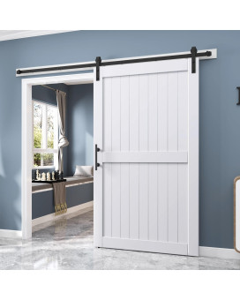 Easelife 48In X 84In Sliding Barn Door With 8Ft Barn Door Hardware Track Kit Included Solid Mdf Inside Covered With Waterproof