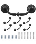 Waziaqoc 6Pcs Antique Drop Bail Pulls 35 Hole Center Shabby Chic Drawer Pulls Vintage Black Cabinet Pull Handles For Dresser