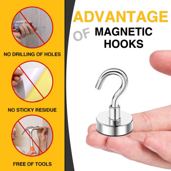 Diymag Magnetic Hooks 25Lbs Strong Magnet Hooks For Kitchen Home Cruise Workplace Office And Garage Pack Of 10