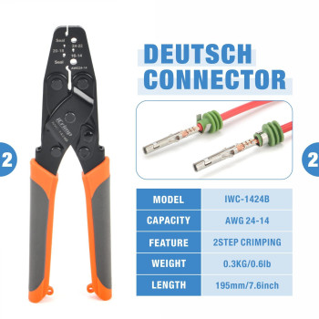 Iwiss Icrimp Kitdc02 Wire Crimping Tool Kit For Deutsch Connectors And Weather Pack Terminals With Connector Removal Tools