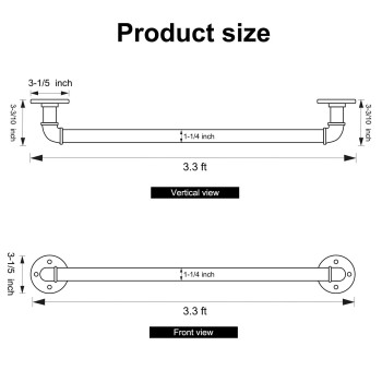 Houseaid 33Ft Industrial Pipe Wall Handrail Farmhouse Stairway Railing With 114 Inch Diameter Pipe Vintage Style Stairs Han