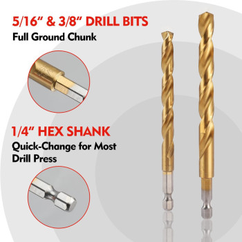 Workpro 9Piece 14 Hex Shank Drill Bit Set Titanium Plating Hss Drill Bits From 116 To 38 For Metal Steel Wood Pvc