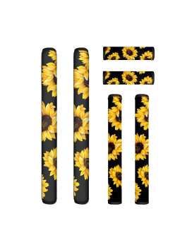 Netilgen Sunflower Print Refrigerator Door Handle Covers 6Pcs Fashion Design Antiskid Protector Gloves Kitchen Appliance Covers