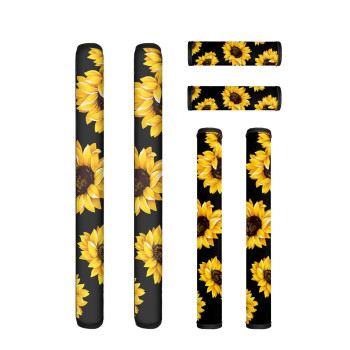 Netilgen Sunflower Print Refrigerator Door Handle Covers 6Pcs Fashion Design Antiskid Protector Gloves Kitchen Appliance Covers