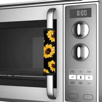 Netilgen Sunflower Print Refrigerator Door Handle Covers 6Pcs Fashion Design Antiskid Protector Gloves Kitchen Appliance Covers