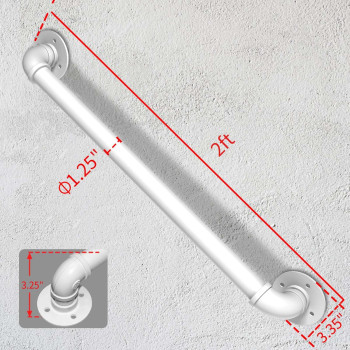 Rebala Wall Handrail 2Ft Industrial Staircase Railing 125 Inch Tube Diameter Galvanized Pipe Handrail Handrails For Indoor Stai