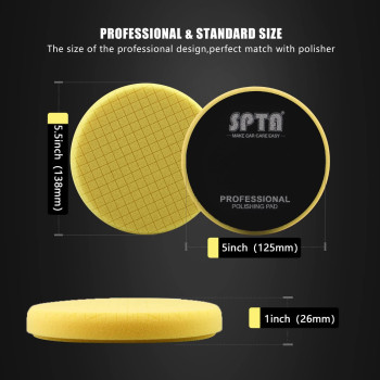 Yellow Medium Cut Pad 3Pcs 5 Inch Buffing Polishing Pads For 125Mm Backing Plate Buffing Sponge For Car Buffer Polisher Compoun