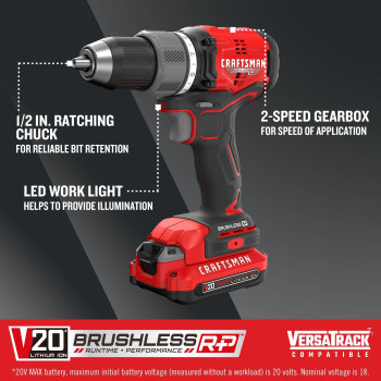 Craftsman Rp Cordless Drilldriver Kit With 2 Batteries And Charger Brushless Cmcd713C2