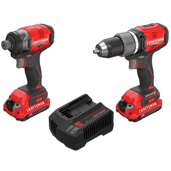 Craftsman V20 Rp Cordless Drill And Impact Driver Brushless Power Tool Combo Kit 2 Batteries And Charger Included Cmck211C2