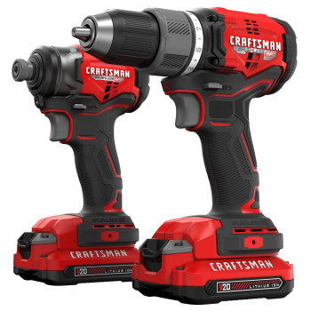 Craftsman V20 Rp Cordless Drill And Impact Driver Brushless Power Tool Combo Kit 2 Batteries And Charger Included Cmck211C2