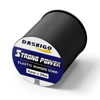 Daskigo Elastic Bungee Shock Cord 38Mm Black 532 X 66Ft