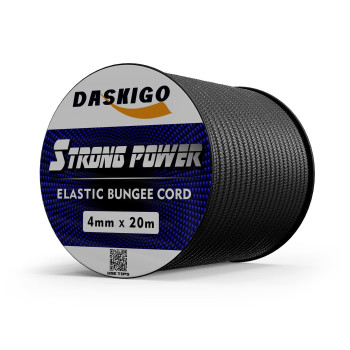 Daskigo Elastic Bungee Shock Cord 38Mm Black 532 X 66Ft