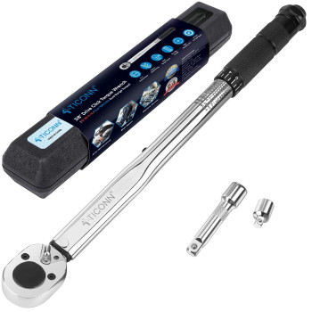 Ticonn 38Inch Drive Click Torque Wrench 1080 Ftlb Saemetric Dual Range Engraved Mechanical Wrench Chrome Vanadium Steel