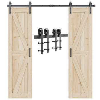 Signstek 10 Ft Double Sliding Barn Door Hardware Track Kit Wood Slab Use For Garage Kitchen Bedroom Fit 30 Wide Door Pane