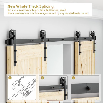 Signstek 10 Ft Double Sliding Barn Door Hardware Track Kit Wood Slab Use For Garage Kitchen Bedroom Fit 30 Wide Door Pane