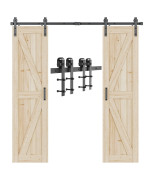 Signstek 12 Ft Double Sliding Barn Door Hardware Track Kit Wood Slab Use For Garage Kitchen Bedroom Fit 36 Wide Door Pane