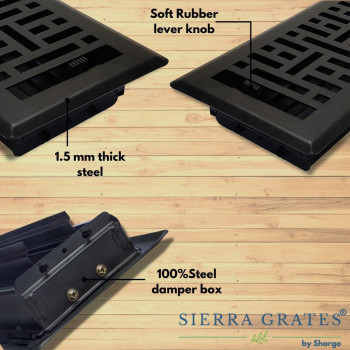 Sierra Grates Precision Flow 4X10 Steel Floor Register Metro Design Granite Grey Finish Premium Home Vent Covers Durab