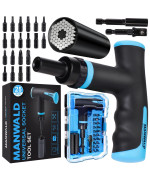 Manwald Universal Socket Tool Set Ratcheting Thandle Screwdriver Set With Power Drill Adapter Christmas Stocking Stuffers For