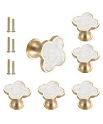 Ssyhqax 6 Pcs Brass Fourleaf Clover Knobs Handle Gold Cabinet Knobs Cabinet Drawer Dresser Furniture Kitchen Wardrobe Bathroom