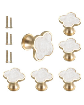 Ssyhqax 6 Pcs Brass Fourleaf Clover Knobs Handle Gold Cabinet Knobs Cabinet Drawer Dresser Furniture Kitchen Wardrobe Bathroom