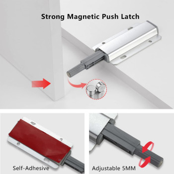 Redunest Push To Open Door Latch 10 Pack Magnetic Push Latches Adhesive Heavy Duty Touch Latch Hardware For Push To Open Magn