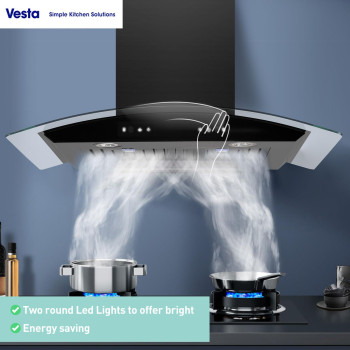 Vesta 800Cfm 30 Stainless Steel Wall Mounted Range Hood 6 Speeds Touch And Gesture Control 6 Top Round Vent Reusable Baffle