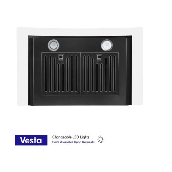 Vesta Amsterdam 800Cfm 36 Black Stainless Steel Wall Mounted Range Hood With 6 Speeds Touchgesture Control 6 Round Vent B