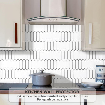 Vamos Tile Long Hexagon Tile Peel And Stick Backsplash 128 X 128 Inch Peel And Stick Tile 10 Sheets White Pvc Self Adhesive