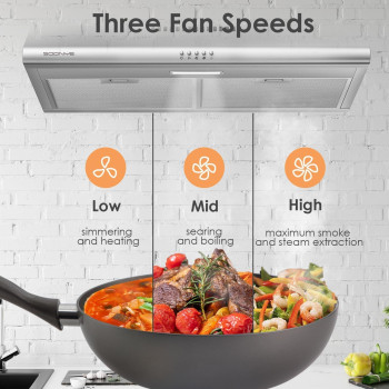 Soonye 30 Inch Stainless Steel Under Cabinet Range Hood Slim Kitchen Vent Hood Ductedductless Convertible With 3 Speed Control