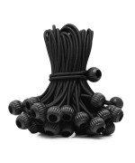 Joneaz Tarp Bungee Cord With Balls 12 Inch Black Uv Resistant 50Piece