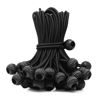 Joneaz Bungee Cord With Balls 9 Inch Black Heavy Duty 50Piece Uv Resistant