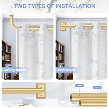 Gold Wrap Around Curtain Rods Gold Curtain Rods For Windows 28 To 48 Inch Adjustable Blackout Curtain Rod 1 Inch Room Darkening