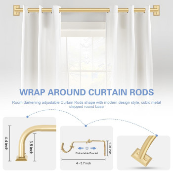 Gold Wrap Around Curtain Rods Gold Curtain Rods For Windows 28 To 48 Inch Adjustable Blackout Curtain Rod 1 Inch Room Darkening