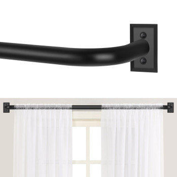 Black Wrap Around Curtain Rods Black Curtain Rods For Windows 48 To 84 Inch47Ft Adjustable Blackout Curtain Rod 1 Diameter