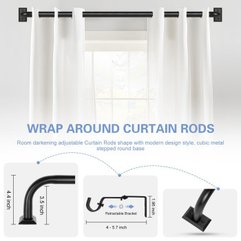 Black Wrap Around Curtain Rods Black Curtain Rods For Windows 48 To 84 Inch47Ft Adjustable Blackout Curtain Rod 1 Diameter