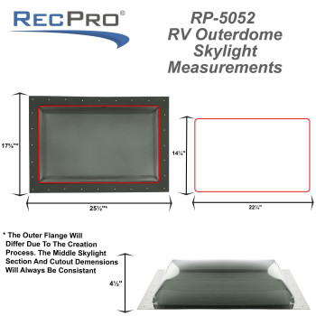 Recpro Rv Skylight Outer Dome 14 X 22 Universal Outer Skylight Crackle Clear