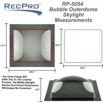 Recpro Rv Skylight Outer Dome 14 X 14 Universal Outer Skylight Crackle Clear