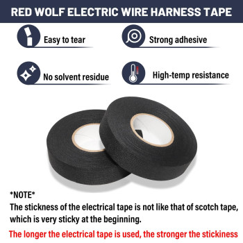 Red Wolf Wiring Harness Tape High Temp Wire Cable Loom Selfadhesive Fabric Tape For Electrical Automotive Engine Harness Wrap P