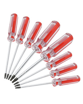 Piutouyar 8Pcs Magnetic Torx Screwdrivers Set Torx Security Screwdriver T8T9T10T15 Torx 3Mm 75Mm Long Red