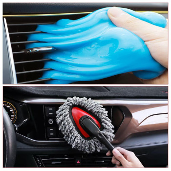 Wontolf Microfiber Car Duster Exterior Scratch Free Extendable Handle Wax Soft Hair Car Duster Brush Kit Auto Detailing Brush