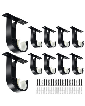 Curtain Rod Ceilingmount Brackets 10 Pack Heavy Duty Curtain Rod Holders Aluminum Alloy Black Ceiling Curtain Rods Hangers H