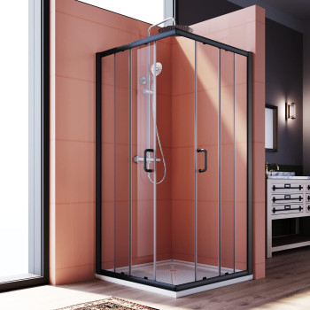 Elegant Corner Shower Enclosure 34 Ind X 34 In W X 72 In H Corner Shower Door With 14 In Clear Tempered Glass Double Slid