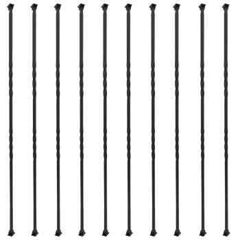 Sidasu Wrought Iron Balusters Double Twist Stair Spindles 12 Metal Balusters With Iron Baluster Swivel Shoes For Staircase 10