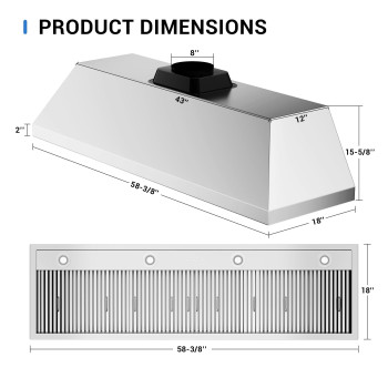 60Inch Range Hood Insert Ct Copper Tailor Builtin Vent Hood Ducted With 4Speed Fan 1260 Cfm Led Light Dishwashersafe Baf