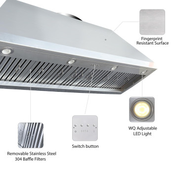 54Inch Range Hood Insert Ct Copper Tailor Builtin Vent Hood Ducted With 4Speed Fan 1260 Cfm Led Light Dishwashersafe Baf