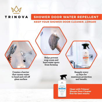 Trinova Shower Door Protectant Glass Water Repellent Shower Door Glass Sealant Causes Water Beading Prevents Soap Scum A