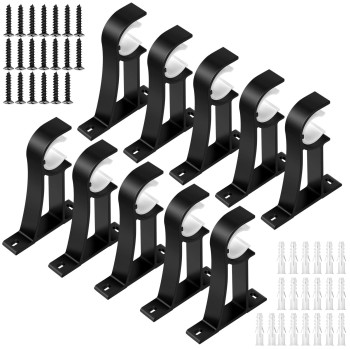 Kolako Curtain Rod Bracket 10 Pack Heavy Duty Curtain Rod Holders Black Curtain Rods Hooks Hangers For Wall Drapery Rod Suppo