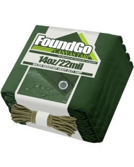 Foundgo Canvas Tarp 10 X 12 Heavy Duty Water Resistant Tarps With Grommets Uv Resistant 22 Mil Tarpaulin 14 Oz Durable Cloth