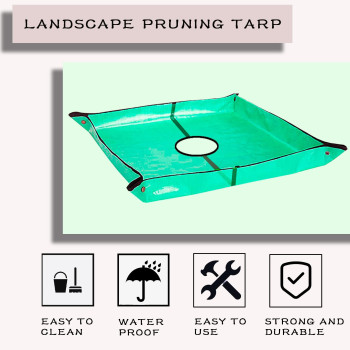 Landscape Pruning Tarp 787X787 Landscape Tarp For Trimming With 12 Inch Hole Pruning Trees Waterproof Tarp With Corner B